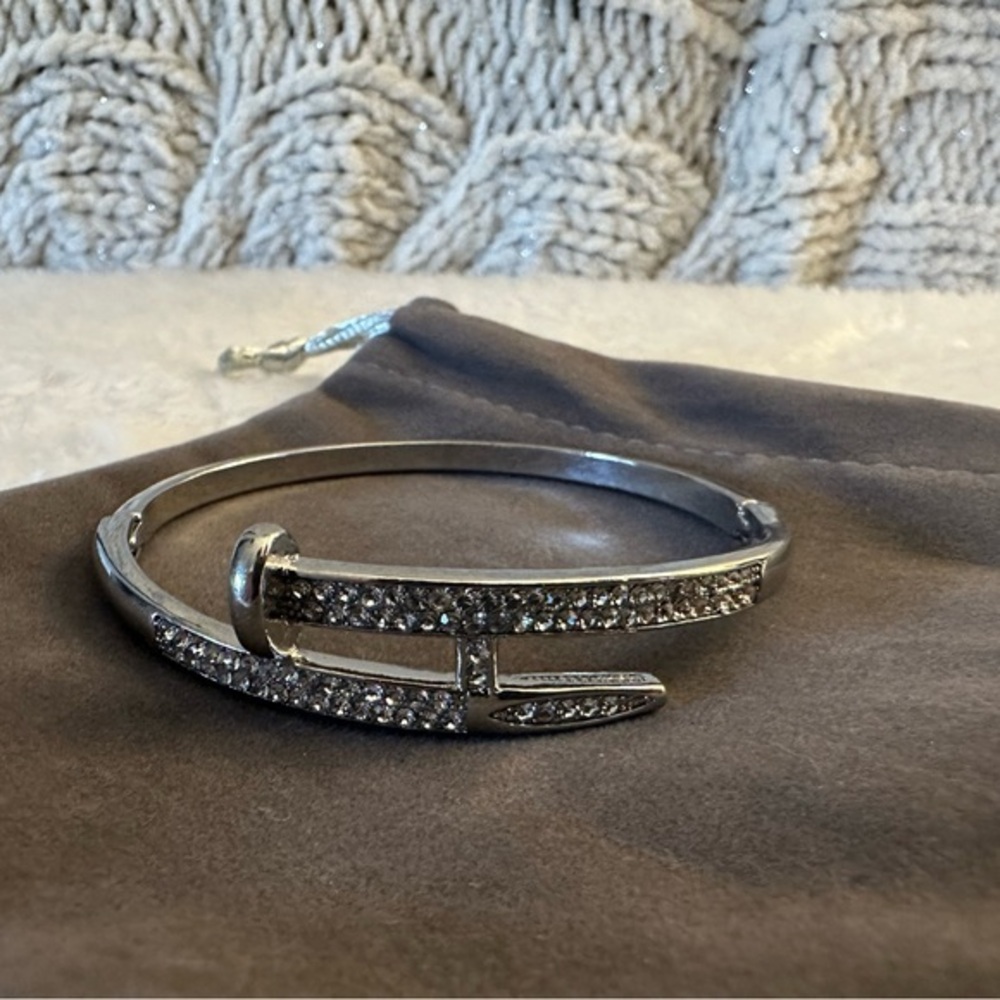 Silver Nail Design Bracelet